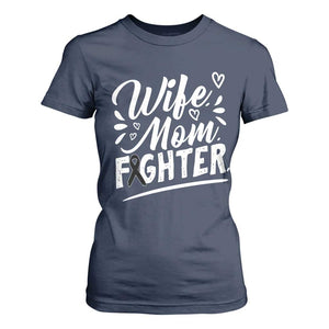 Wife Mom Melanoma Fighter T Shirt For Women Family Support Strong And Fearless TS12 Navy Print Your Wear
