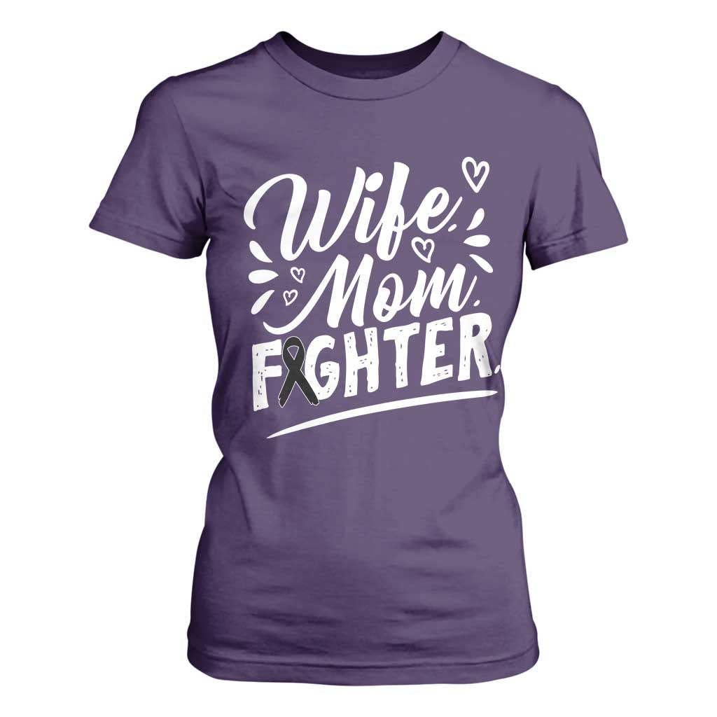 Wife Mom Melanoma Fighter T Shirt For Women Family Support Strong And Fearless TS12 Purple Print Your Wear