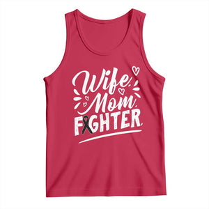 Wife Mom Melanoma Fighter Tank Top Family Support Strong And Fearless TS12 Red Print Your Wear