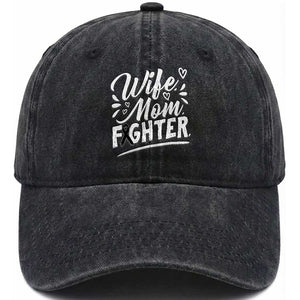 Wife Mom Melanoma Fighter Washed Cotton Baseball Cap Family Support Strong And Fearless TS12 Print Your Wear