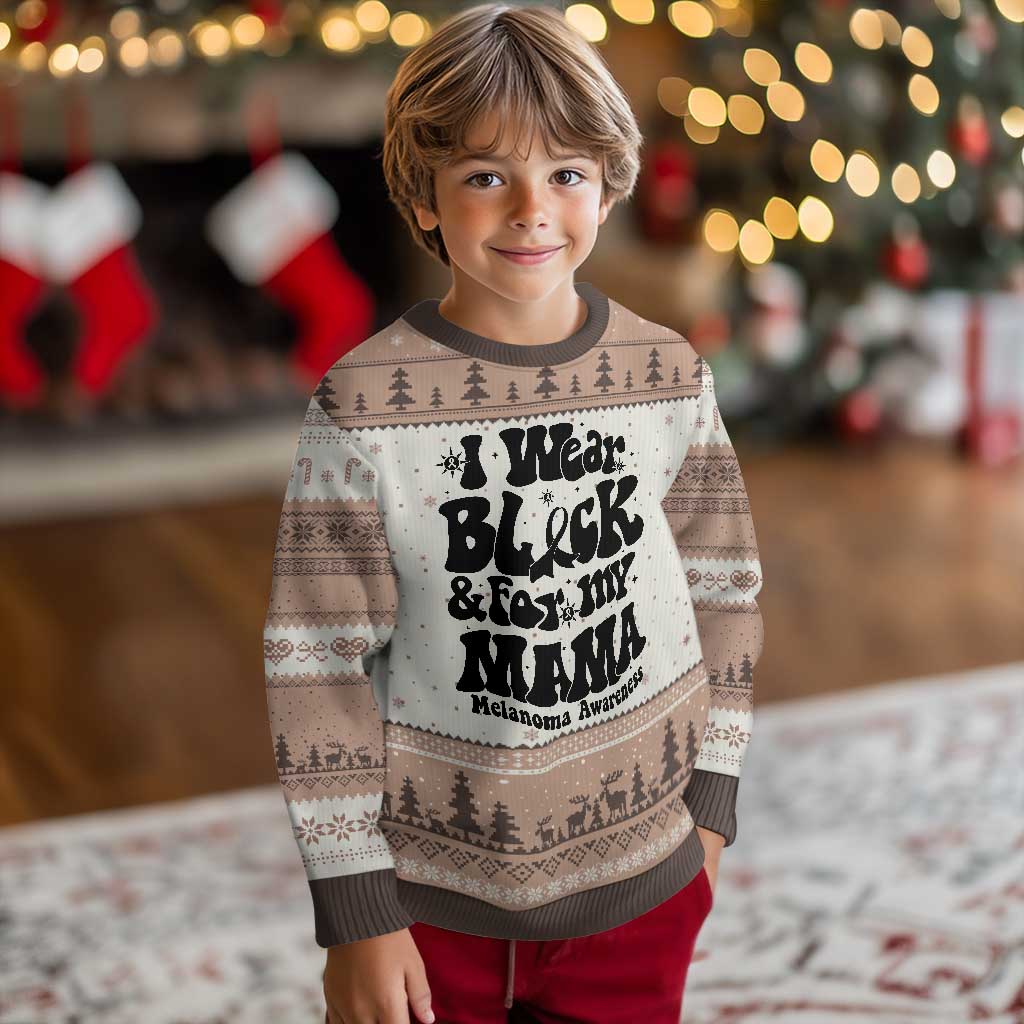 Melanoma Family Support Ugly Christmas Sweater I Wear Black For My Mama TS12 Mocha Mousse Print Your Wear
