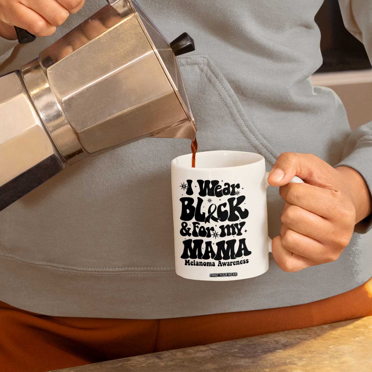 Melanoma Family Support Coffee Mug I Wear Black For My Mama TS12 Print Your Wear