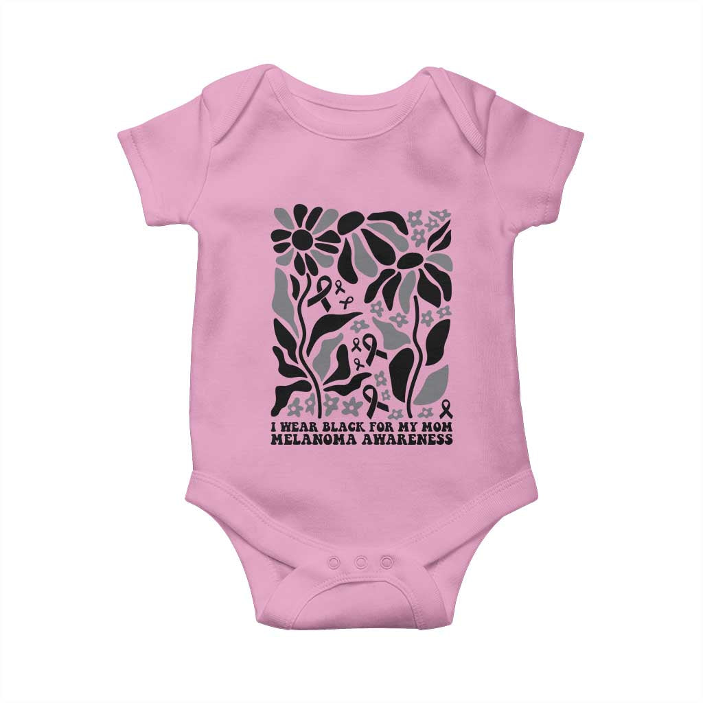 I Wear Black For My Mom Baby Onesie Melanoma Support Squad TS12 Light Pink Print Your Wear