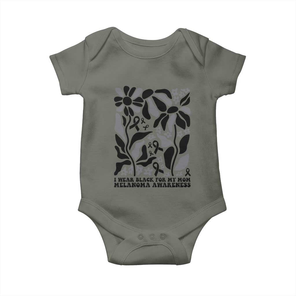 I Wear Black For My Mom Baby Onesie Melanoma Support Squad TS12 Military Green Print Your Wear