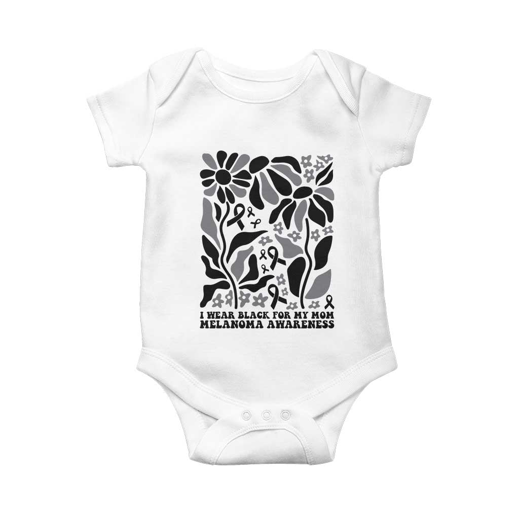 I Wear Black For My Mom Baby Onesie Melanoma Support Squad TS12 White Print Your Wear