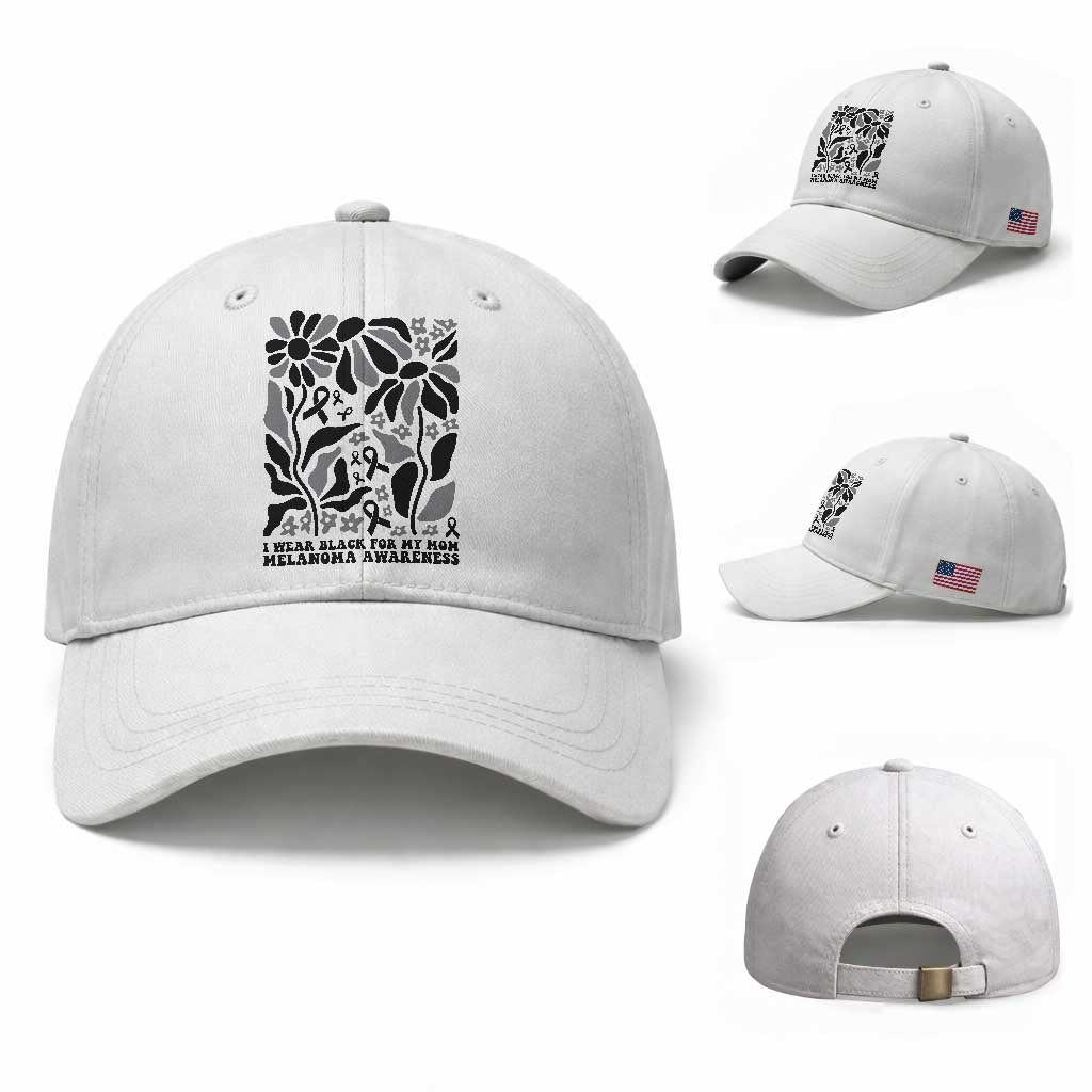 I Wear Black For My Mom Baseball Cap Melanoma Support Squad TS12 Baseball Cap Universal Fit White Print Your Wear