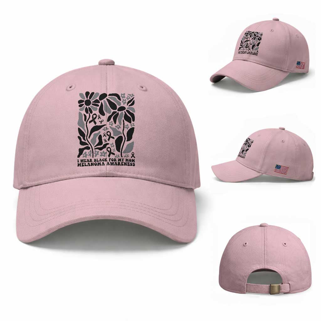 I Wear Black For My Mom Baseball Cap Melanoma Support Squad TS12 Baseball Cap Universal Fit Light Pink Print Your Wear