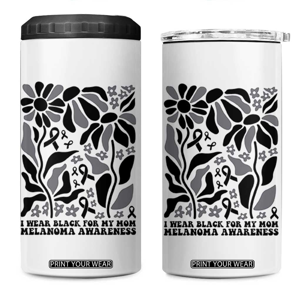 I Wear Black For My Mom 4 in 1 Can Cooler Tumbler Melanoma Support Squad TS12 One Size: 16 oz White Print Your Wear