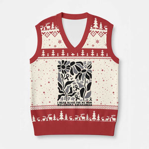 I Wear Black For My Mom V-Neck Knit Sweater Vest Melanoma Support Squad TS12 Beige Red Print Your Wear