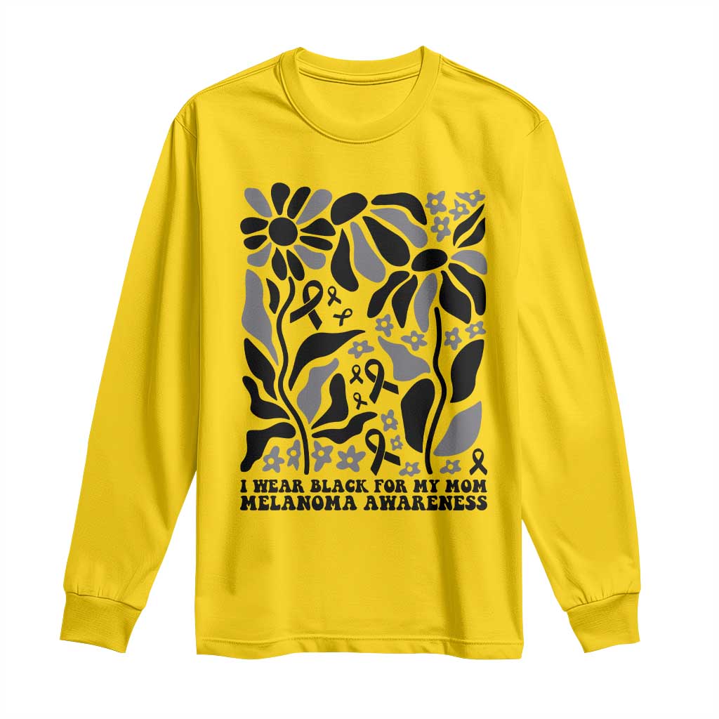 I Wear Black For My Mom Long Sleeve Shirt Melanoma Support Squad TS12 Daisy Print Your Wear