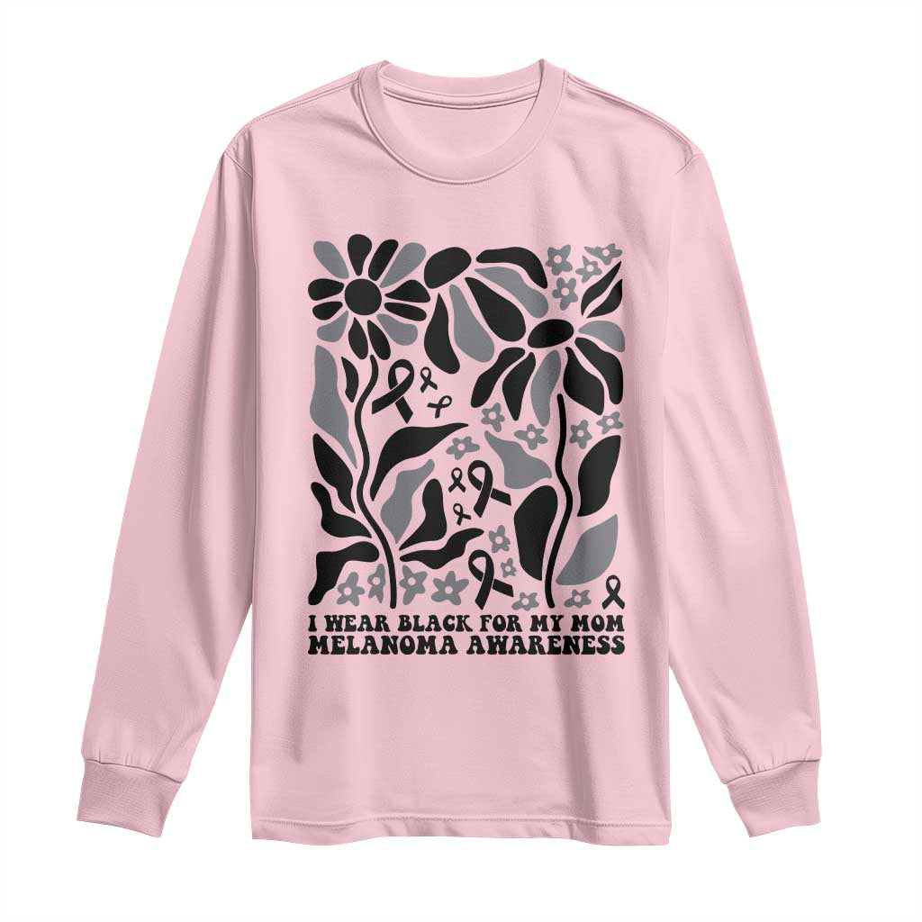 I Wear Black For My Mom Long Sleeve Shirt Melanoma Support Squad TS12 Light Pink Print Your Wear