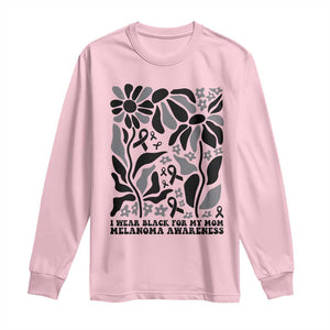 I Wear Black For My Mom Long Sleeve Shirt Melanoma Support Squad TS12 Light Pink Print Your Wear