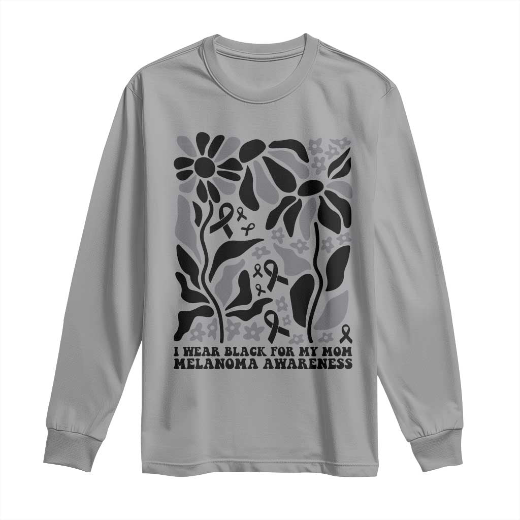 I Wear Black For My Mom Long Sleeve Shirt Melanoma Support Squad TS12 Sport Gray Print Your Wear