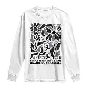 I Wear Black For My Mom Long Sleeve Shirt Melanoma Support Squad TS12 White Print Your Wear