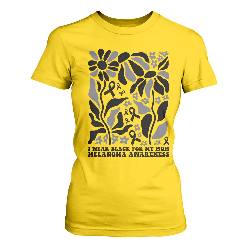 I Wear Black For My Mom T Shirt For Women Melanoma Support Squad TS12 Daisy Print Your Wear