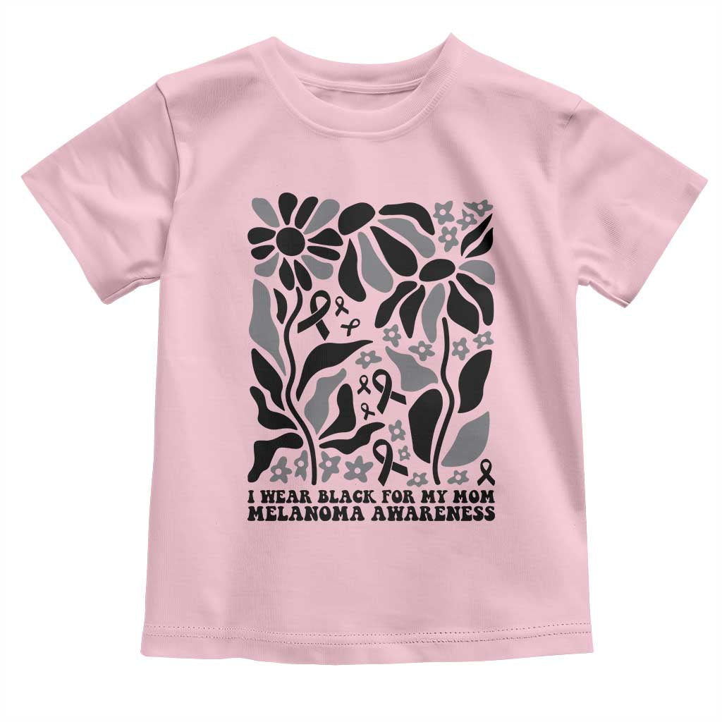 I Wear Black For My Mom Toddler T Shirt Melanoma Support Squad TS12 Light Pink Print Your Wear