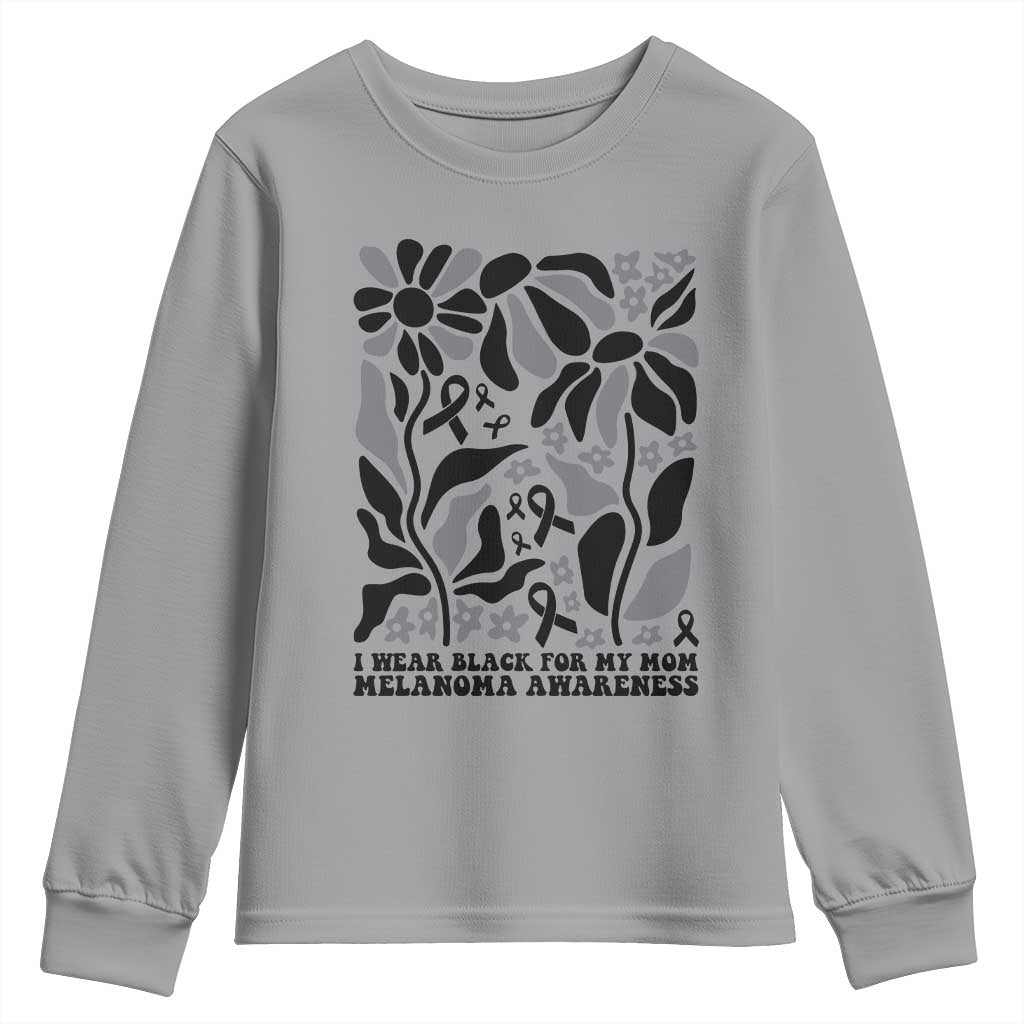 I Wear Black For My Mom Youth Sweatshirt Melanoma Support Squad TS12 Sport Gray Print Your Wear
