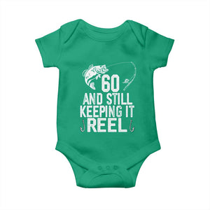 Personalized 60th Birthday Fishing Baby Onesie Custom Number Bday Still Keeping It Reel TS12 Irish Green Print Your Wear