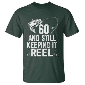 Personalized 60th Birthday Fishing T Shirt Custom Number Bday Still Keeping It Reel TS12 Dark Forest Green Print Your Wear