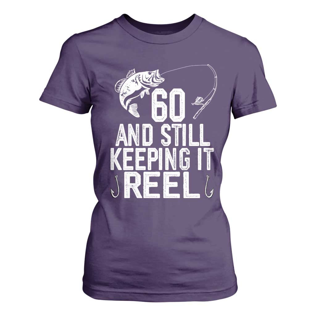 Personalized 60th Birthday Fishing T Shirt For Women Custom Number Bday Still Keeping It Reel TS12 Purple Print Your Wear