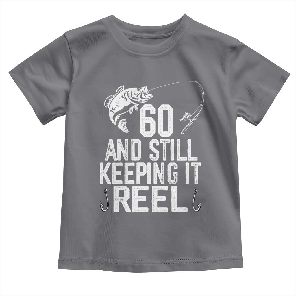 Personalized 60th Birthday Fishing Toddler T Shirt Custom Number Bday Still Keeping It Reel TS12 Charcoal Print Your Wear