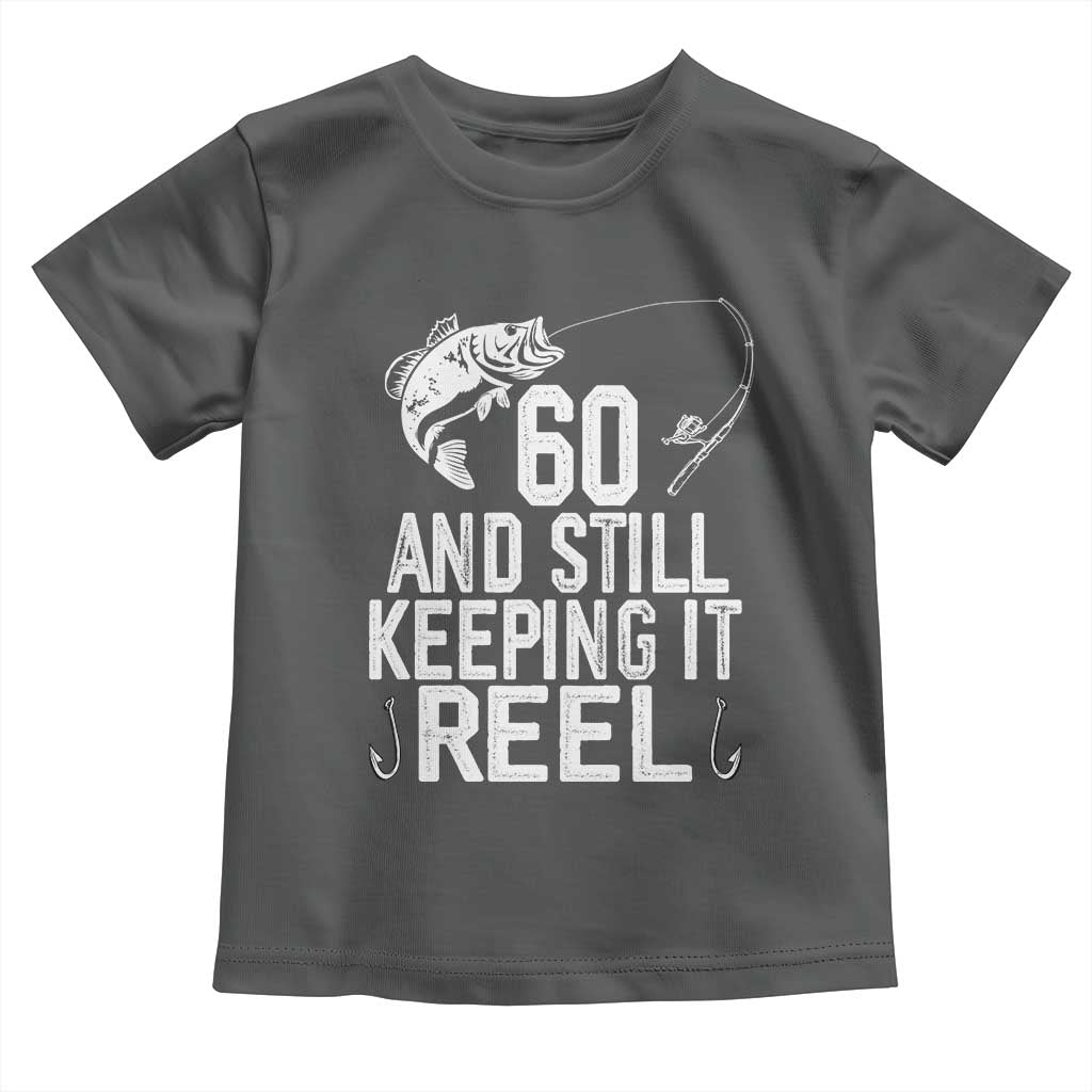 Personalized 60th Birthday Fishing Toddler T Shirt Custom Number Bday Still Keeping It Reel TS12 Dark Heather Print Your Wear
