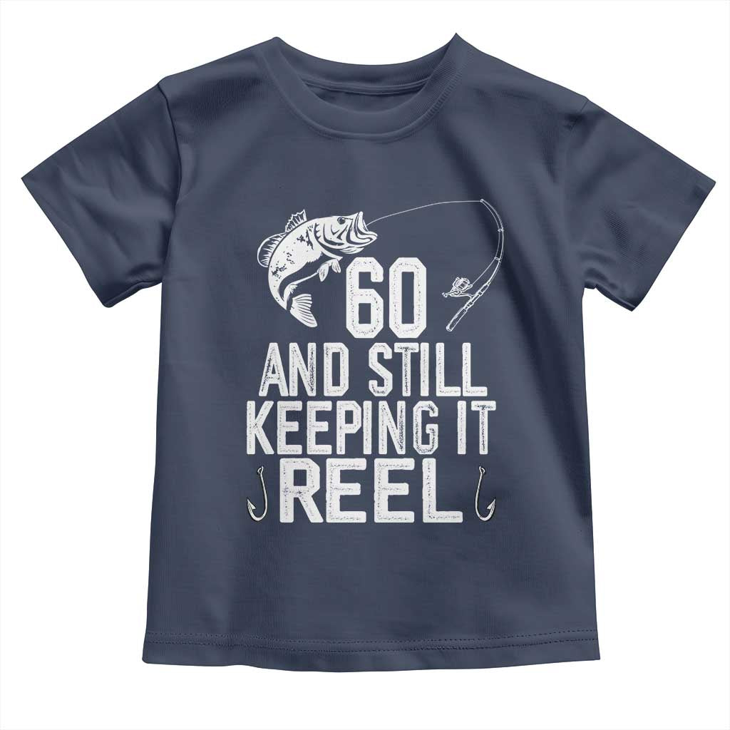 Personalized 60th Birthday Fishing Toddler T Shirt Custom Number Bday Still Keeping It Reel TS12 Navy Print Your Wear