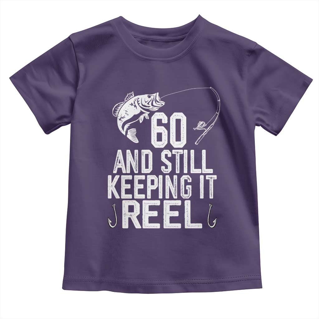 Personalized 60th Birthday Fishing Toddler T Shirt Custom Number Bday Still Keeping It Reel TS12 Purple Print Your Wear