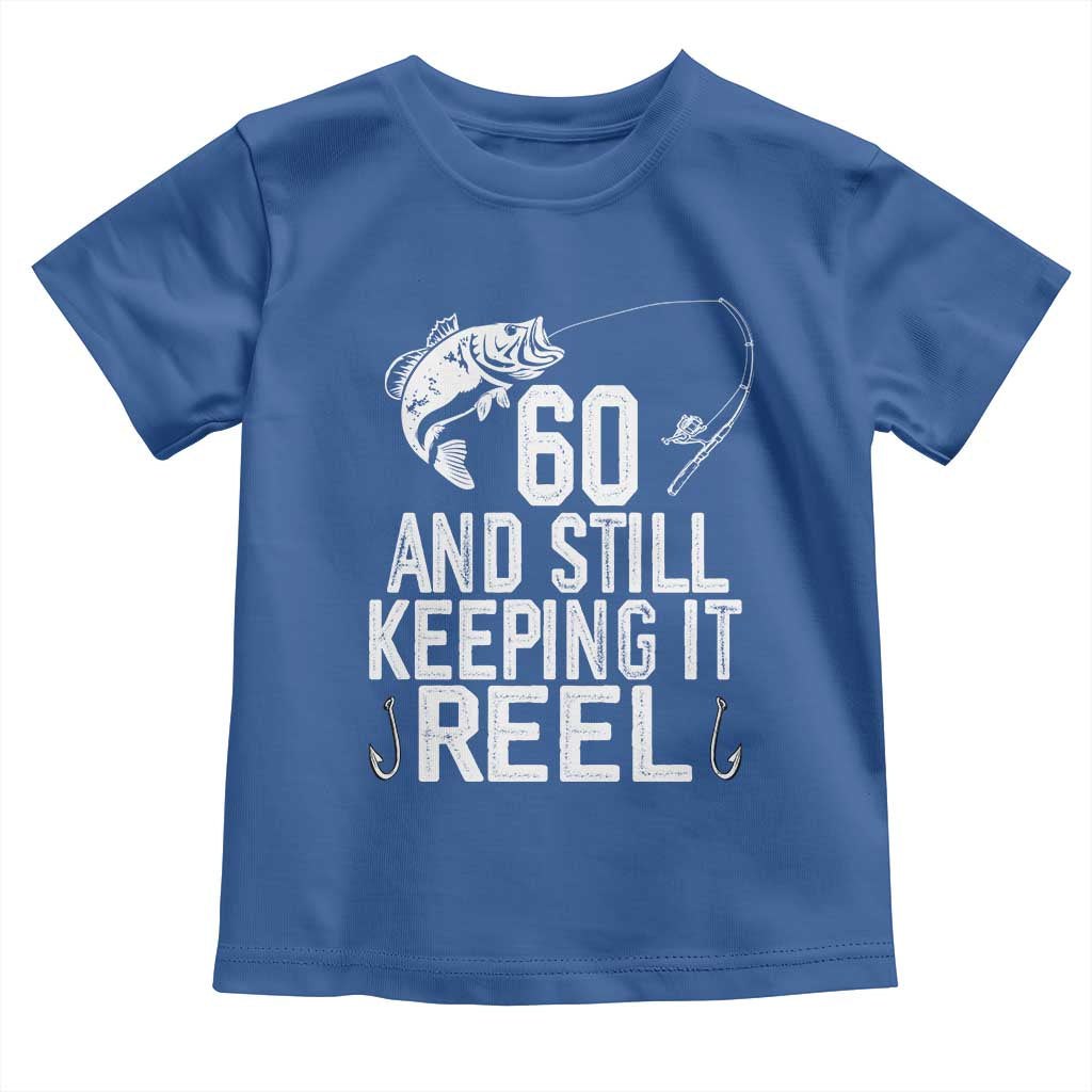 Personalized 60th Birthday Fishing Toddler T Shirt Custom Number Bday Still Keeping It Reel TS12 Royal Blue Print Your Wear