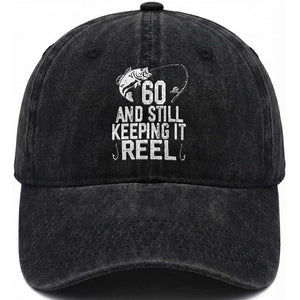 Personalized 60th Birthday Fishing Washed Cotton Baseball Cap Custom Number Bday Still Keeping It Reel TS12 Print Your Wear