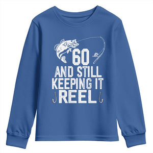 Personalized 60th Birthday Fishing Youth Sweatshirt Custom Number Bday Still Keeping It Reel TS12 Royal Blue Print Your Wear