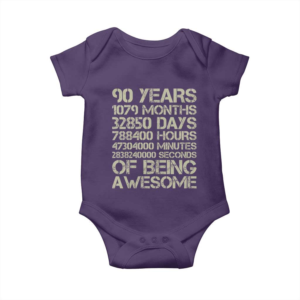 90 Years Of Being Awesome Baby Onesie 90th Birthday Gift Idea TS12 Purple Print Your Wear