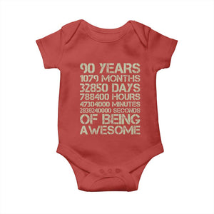 90 Years Of Being Awesome Baby Onesie 90th Birthday Gift Idea TS12 Red Print Your Wear