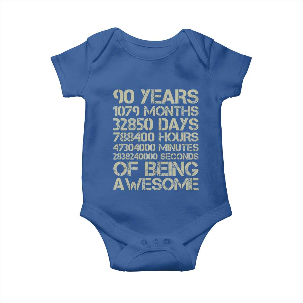 90 Years Of Being Awesome Baby Onesie 90th Birthday Gift Idea TS12 Royal Blue Print Your Wear
