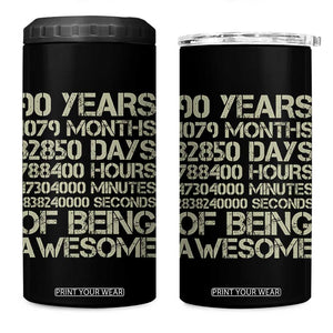 90 Years Of Being Awesome 4 in 1 Can Cooler Tumbler 90th Birthday Gift Idea TS12 One Size: 16 oz Black Print Your Wear