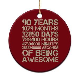 90 Years Of Being Awesome Ceramic Ornament 90th Birthday Gift Idea TS12 1pc Red Print Your Wear