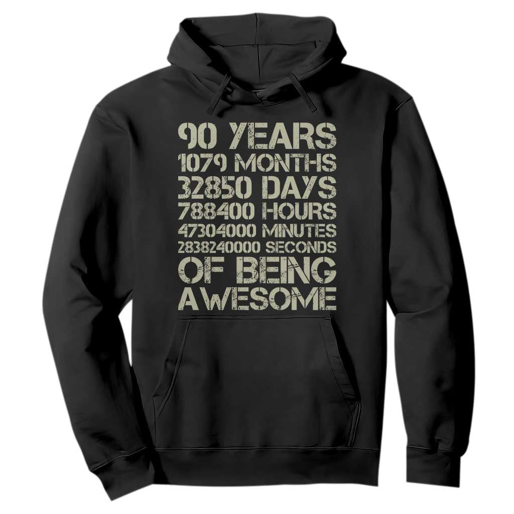 90 Years Of Being Awesome Hoodie 90th Birthday Gift Idea TS12 Black Print Your Wear