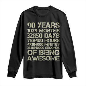 90 Years Of Being Awesome Long Sleeve Shirt 90th Birthday Gift Idea TS12 Black Print Your Wear