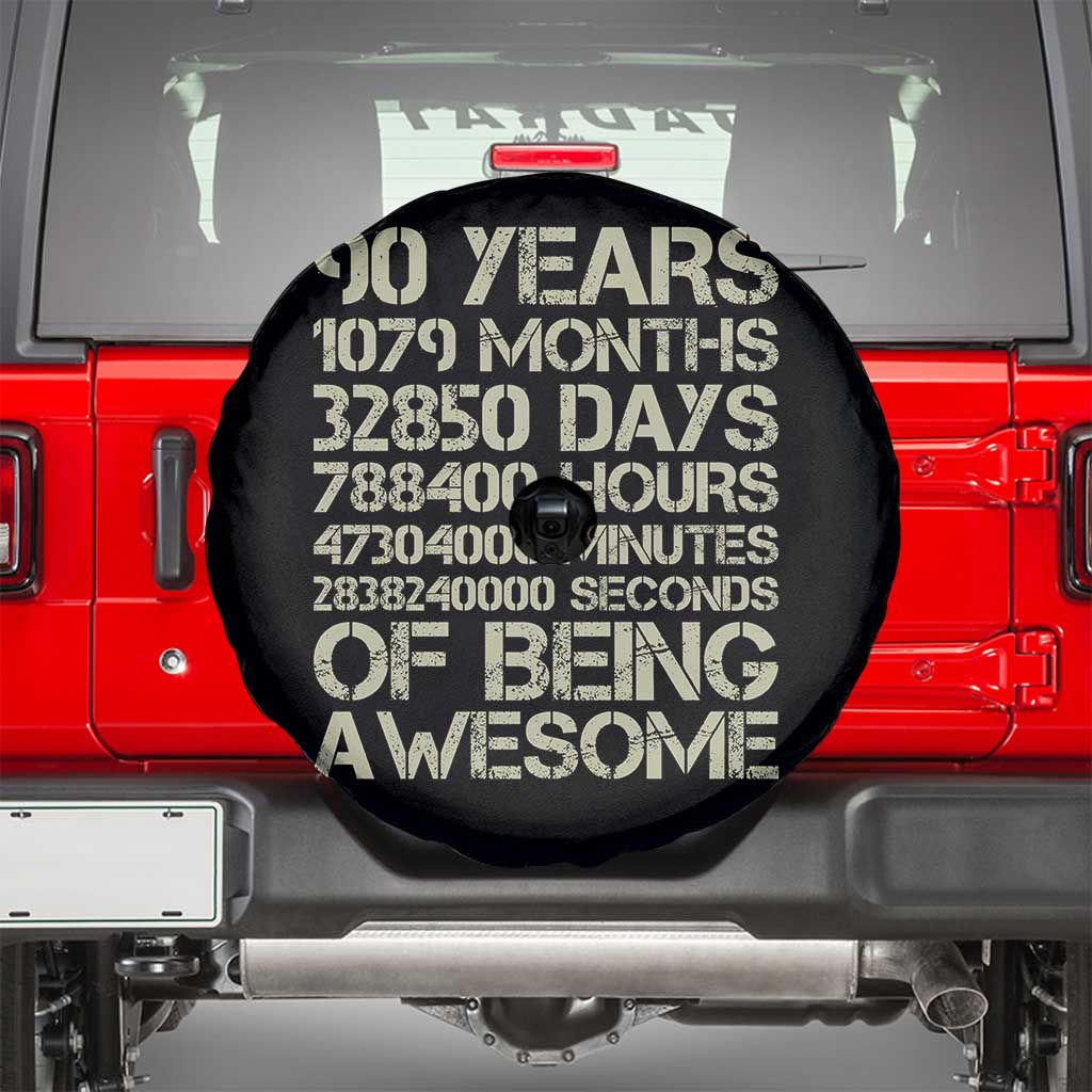 90 Years Of Being Awesome Spare Tire Cover 90th Birthday Gift Idea TS12 Black Print Your Wear