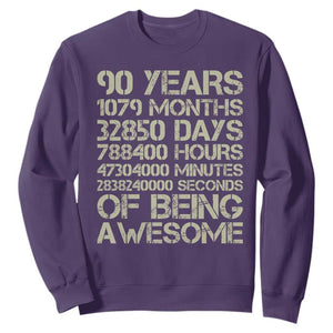90 Years Of Being Awesome Sweatshirt 90th Birthday Gift Idea TS12 Purple Print Your Wear