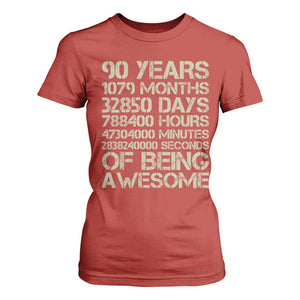 90 Years Of Being Awesome T Shirt For Women 90th Birthday Gift Idea TS12 Red Print Your Wear