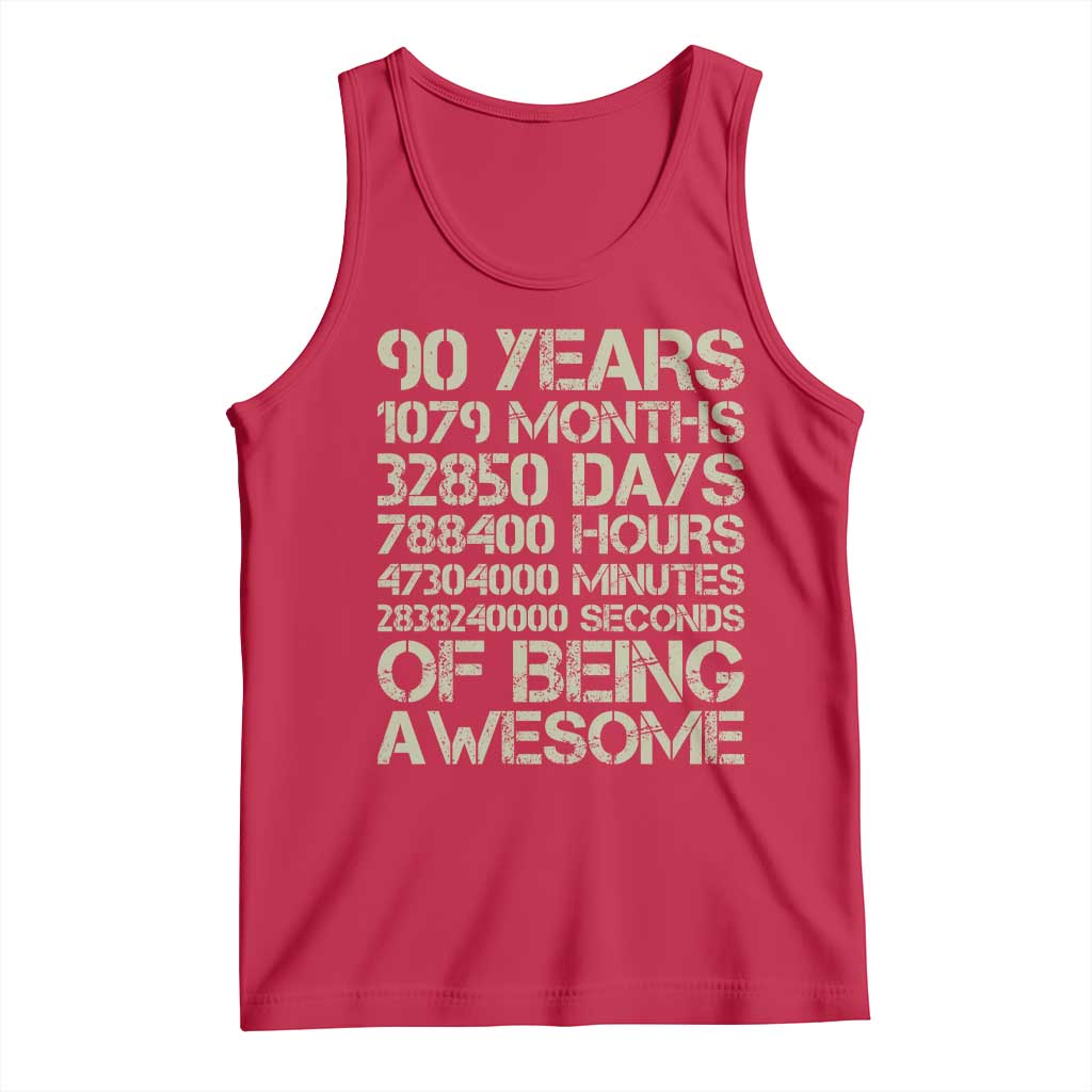 90 Years Of Being Awesome Tank Top 90th Birthday Gift Idea TS12 Red Print Your Wear