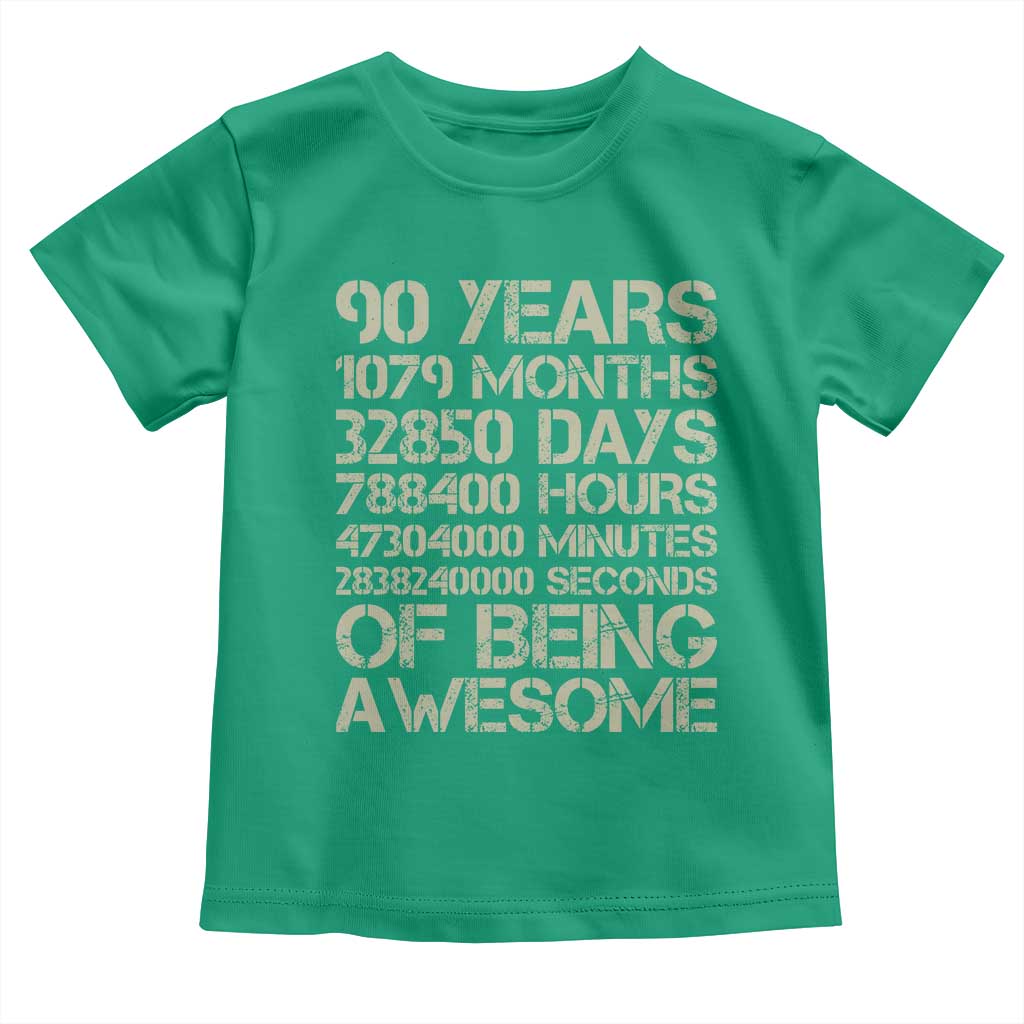 90 Years Of Being Awesome Toddler T Shirt 90th Birthday Gift Idea TS12 Irish Green Print Your Wear
