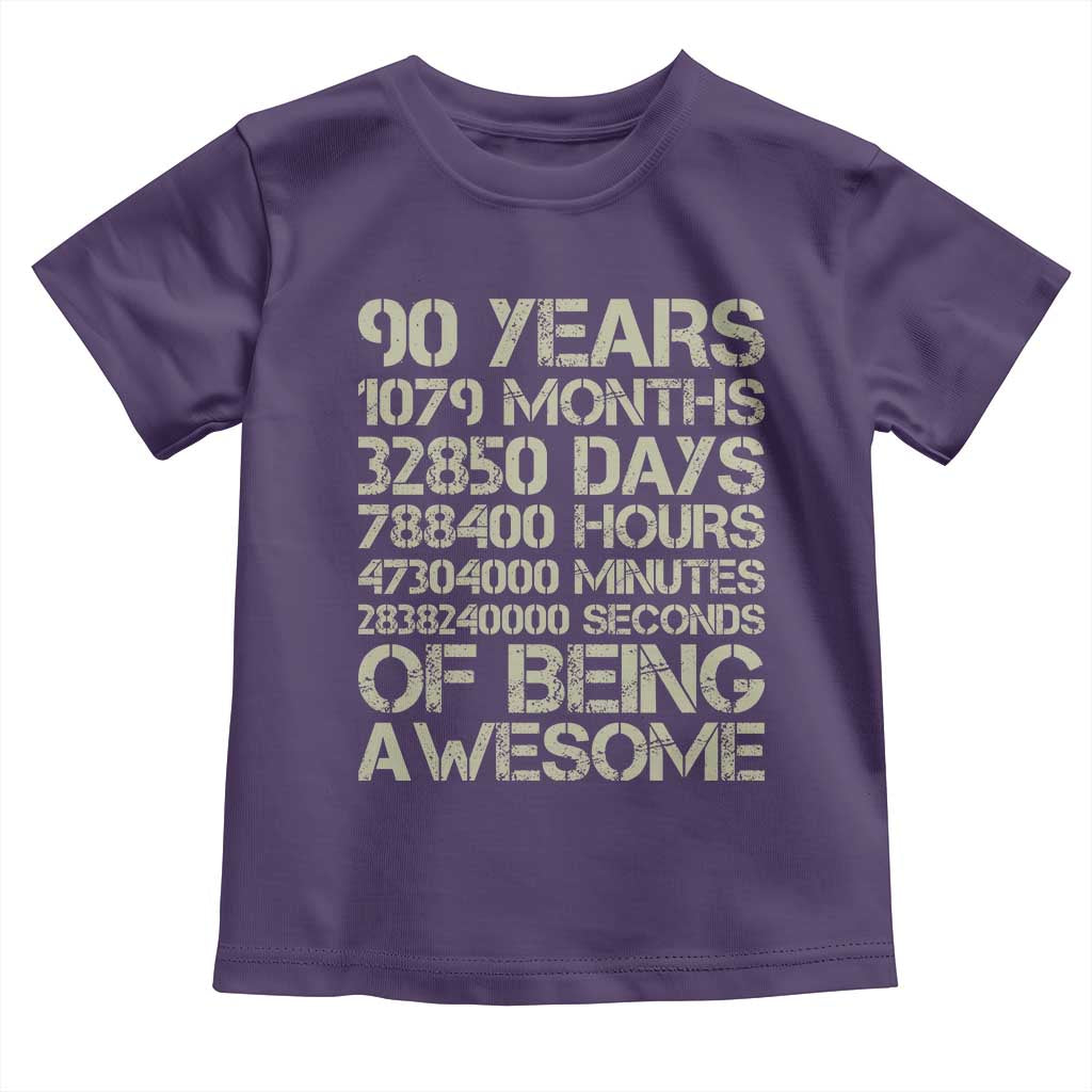 90 Years Of Being Awesome Toddler T Shirt 90th Birthday Gift Idea TS12 Purple Print Your Wear