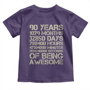 90 Years Of Being Awesome Toddler T Shirt 90th Birthday Gift Idea TS12 Purple Print Your Wear