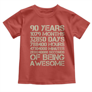 90 Years Of Being Awesome Toddler T Shirt 90th Birthday Gift Idea TS12 Red Print Your Wear