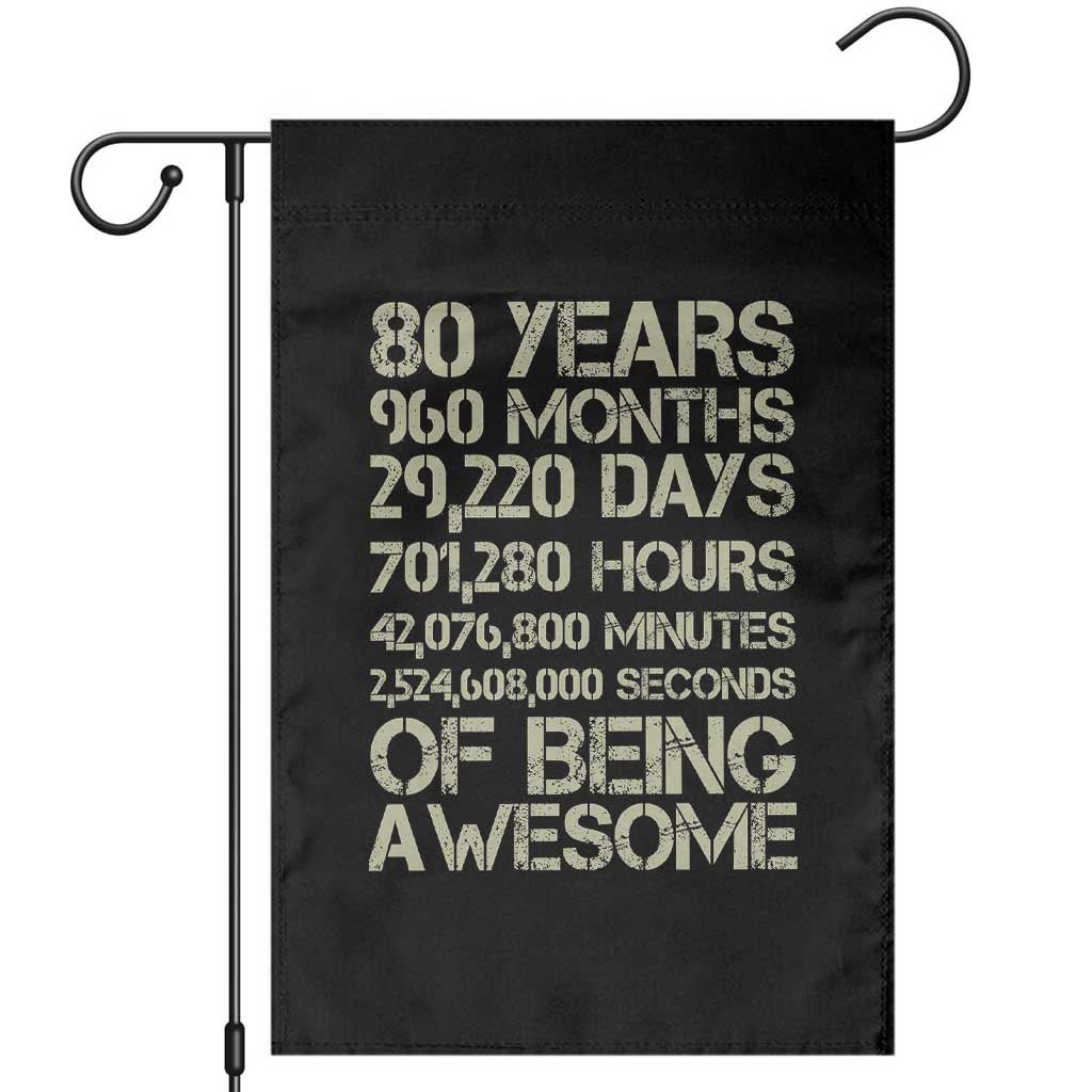 Vintage 80th Birthday Gift Garden Flag 80 Years Of Being Awesome TS12 Black Print Your Wear