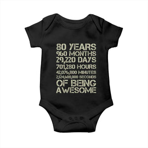 Vintage 80th Birthday Gift Baby Onesie 80 Years Of Being Awesome TS12 Black Print Your Wear