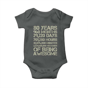 Vintage 80th Birthday Gift Baby Onesie 80 Years Of Being Awesome TS12 Dark Heather Print Your Wear