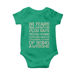 Vintage 80th Birthday Gift Baby Onesie 80 Years Of Being Awesome TS12 Irish Green Print Your Wear